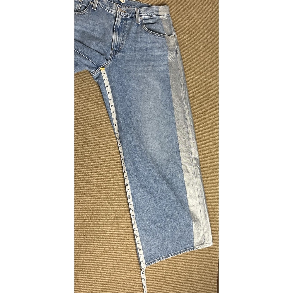 Levi's Premium XL Straight Women's 31 Blue Jeans Silver Metallic Stripe - Picture 6 of 12